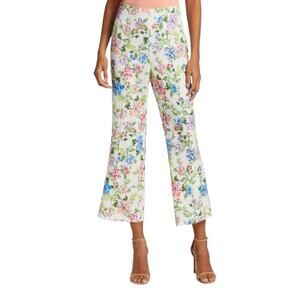 ALICE + OLIVIA Women's Lorinda High Waist Wide Leg Floral Pants White Size 4